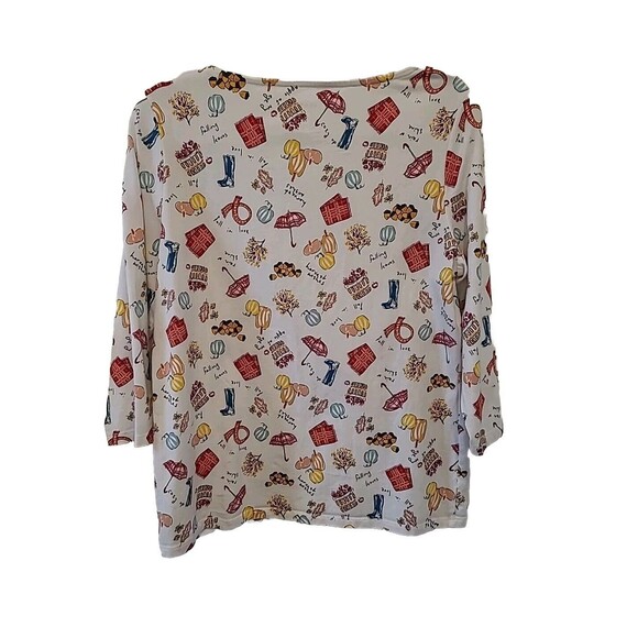 Talbots Top Novelty Print Boots Fall Umbrella Large Matching Scarf - Picture 3 of 12